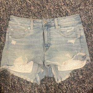 American Eagle Outfitters Blue Jean Shorts Distressed Frayed